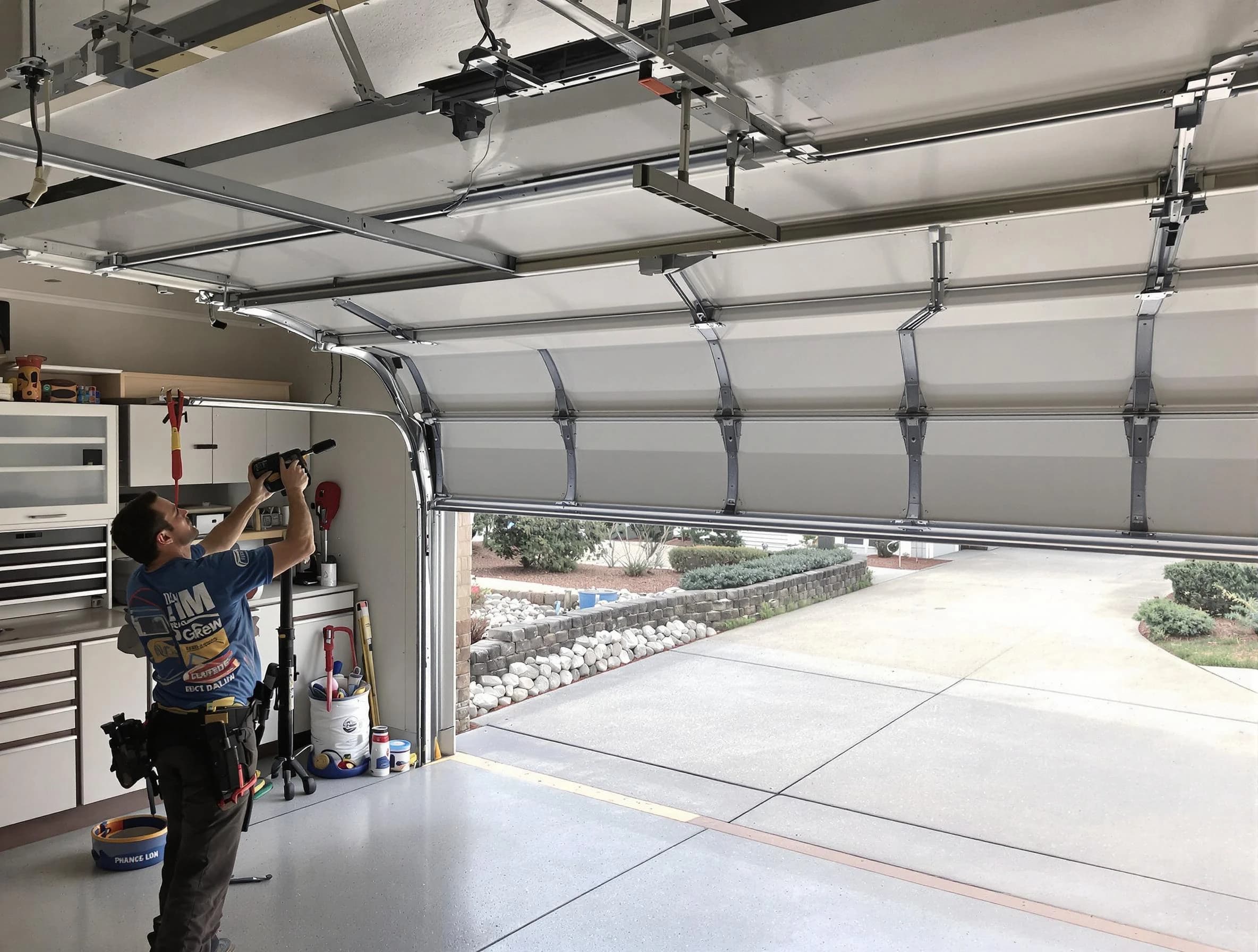 Garage door track repair service by Lawrenceville Garage Door Repair in Lawrenceville