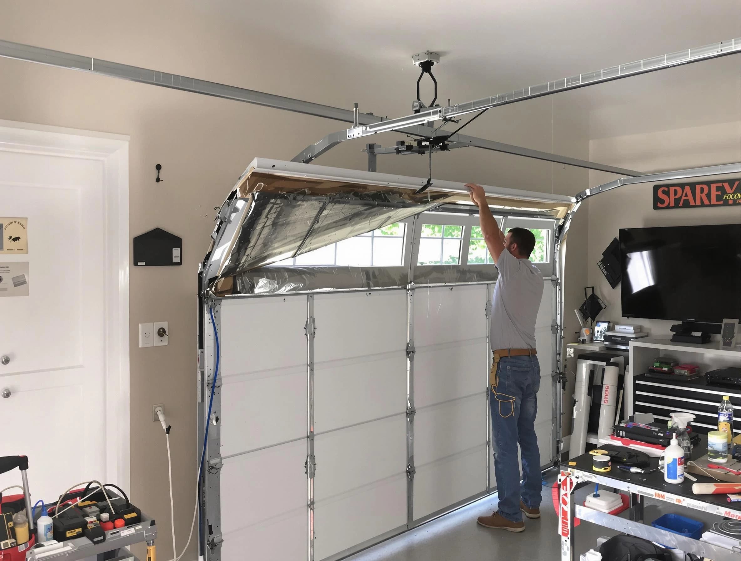 Garage door section replacement by Lawrenceville Garage Door Repair in Lawrenceville