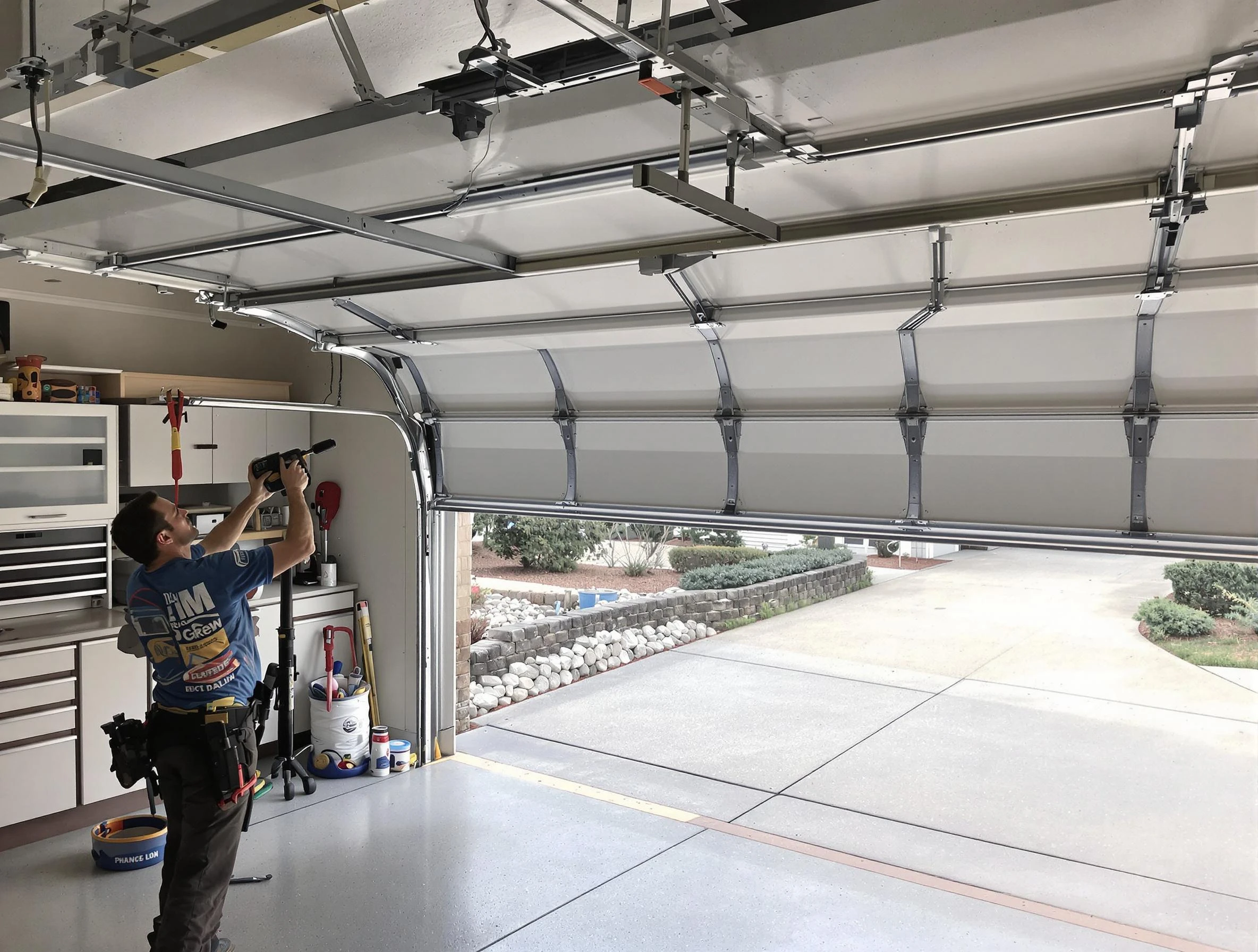 Garage door track repair service by Lawrenceville Garage Door Repair in Lawrenceville
